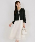 9月下旬～10月上旬販売予定！入荷連絡受付中☆リボン付きバイカラーペプラムワンピース tocco closet(トッコクローゼット)《tocco closet luxe》《OccasionCollection》/#05 ブラック