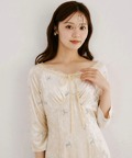 ブラック再販予定！入荷連絡受付中☆リボン付き小花刺繍ベロアレースラインワンピース tocco closet(トッコクローゼット) ※中野恵那さんはブラック着用/#01 ベージュ