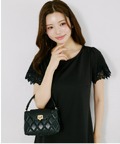 接触冷感♪レース切り替えカットワンピース  7月30日(木)再販決定☆ tocco closet(トッコクローゼット)/#05 ブラック