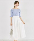 裾パネルコットンレースティアードスカートト 5月25日(月)オフィシャルサイト限定オフホワイト再販☆ tocco closet(トッコクローゼット)※少量の在庫確保による再販売の為、交換は出来かねる場合がございます。予めご了承ください。