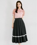 裾レース装飾バックレースアップタックボリュームフレアデニムスカート  tocco closet  ＊スペシャルプライス品につき返品/キャンセル/配送日指定不可/ラッピング不可/少量在庫のセールの為交換は出来かねる場合がございます。