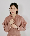 ウエストリブ切り替えフリルスリーブボンディングフーディワンピース 8月15日(土)再販＆新色モカピンク登場☆ tocco closet(トッコクローゼット)《RelaxWear》※サックスの入荷はありません/#175 モカピンク