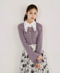 ２ＷＡＹレースリボン襟付きリブニットカーディガン   10月22日(木)再販決定☆ tocco closet(トッコクローゼット) ※えみ姉さんはグレイッシュラベンダー着用 ※ブラック少量の在庫確保による再販売の為、交換は出来かねる場合がございます。