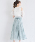 バックレースアップフラワーレースフレアスカート【lanbery ランベリー】 tocco closet(トッコクローゼット)　＊スペシャルプライス品につき返品/キャンセル/配送日指定不可/ラッピング不可/少量在庫のセールの為交換は出来かねる場合がございます。