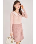 襟付きリブニット×ツイードドッキングワンピース 【larivelle ラリヴェル】 tocco closet ＊スペシャルプライス品につき返品/キャンセル/配送日指定不可/ラッピング不可/少量在庫のセールの為交換は出来かねる場合がございます。