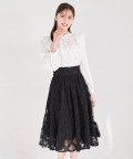 バックレースアップフラワーレースチュールフレアスカート【laverine ラヴェリン】 tocco closet(トッコクローゼット) ＊スペシャルプライス品につき返品/キャンセル/配送日指定不可/ラッピング不可/少量在庫のセールの為交換は出来かねる場合がございます。
