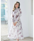 ２ＷＡＹボウタイリボン付きウエストリブ切り替えラッフルスリーブフラワープリントワンピース 【lilianne リリアン】 tocco closet ＊スペシャルプライス品につき返品/キャンセル/配送日指定不可/ラッピング不可/少量在庫のセールの為交換は出来かねる場合がございます。