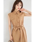 ウエストリボン付きゴールドボタン綿麻タッチシャツワンピース 7月7日(月)オフィシャルサイト限定再販☆【lizina リジーナ】《tocco closet luxe》※少量の在庫確保による再販売の為、交換は出来かねる場合がございます。予めご了承ください。