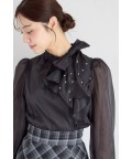 パール装飾サイドリボン付きラッフルフリルブラウス【lucette ルセット】 tocco closet(トッコクローゼット)