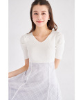 リブニット×スパンコールシアーチェックバックレースアップドッキングワンピース tocco closet  ＊スペシャルプライス品につき返品/キャンセル/配送日指定不可/ラッピング不可/少量在庫のセールの為交換は出来かねる場合がございます。