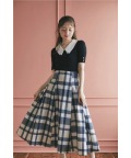 ウエストダーツチェック柄フレアスカート  5月23日(土)ブラック再販決定☆ tocco closet(トッコクローゼット) ※グレイッシュピンクの入荷はありません