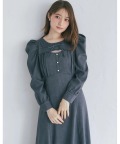 リボン＆パール付きデコルテ開きワンピース 11月6日(木)オフィシャルサイト限定再販☆【mellina メリーナ】 tocco closet(トッコクローゼット)※少量の在庫確保による再販売の為、交換は出来かねる場合がございます。予めご了承ください。