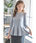 パール付きペプラム裏毛トップス【roniez ロニーズ】tocco closet(トッコクローゼット)　＊スペシャルプライス品につき返品/キャンセル/配送日指定不可/ラッピング不可/少量在庫のセールの為交換は出来かねる場合がございます。