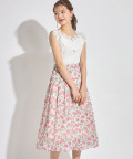 カラフルフラワープリントフレアスカート【shania シェニア】 tocco closet(トッコクローゼット)≪Romantic Summer Blue≫　7/22スタート！スペシャルプライス＊スペシャルプライス品につき返品/交換/キャンセル/配送日指定不可/ラッピング不可/#33 ピンク