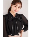 パール付きボウタイリボンシアーブラウス 4月14日(月)オフィシャルサイト限定再販☆【solyria ソリリア】 tocco closet(トッコクローゼット)※少量の在庫確保による再販売の為、交換は出来かねる場合がございます。予めご了承ください。