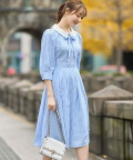 ２ＷＡＹりぼん付き白襟ストライプワンピース【sonialeソニアレ】 tocco closet(トッコクローゼット)　＊スペシャルプライス品につき返品/キャンセル/配送日指定不可/ラッピング不可/少量在庫のセールの為交換は出来かねる場合がございます。
