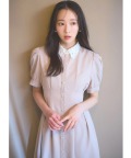 レース襟付きパール釦ウエストタックワンピース【tellisa テリサ】 tocco closet(トッコクローゼット)　※越智ゆらのさんはベージュ着用