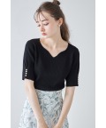 接触冷感♪パール付きタックスリーブリブニットプルオーバー 7月15日(火)ブラック、オフホワイト再販決定☆【vistolia ヴィストリア】 tocco closet(トッコクローゼット)