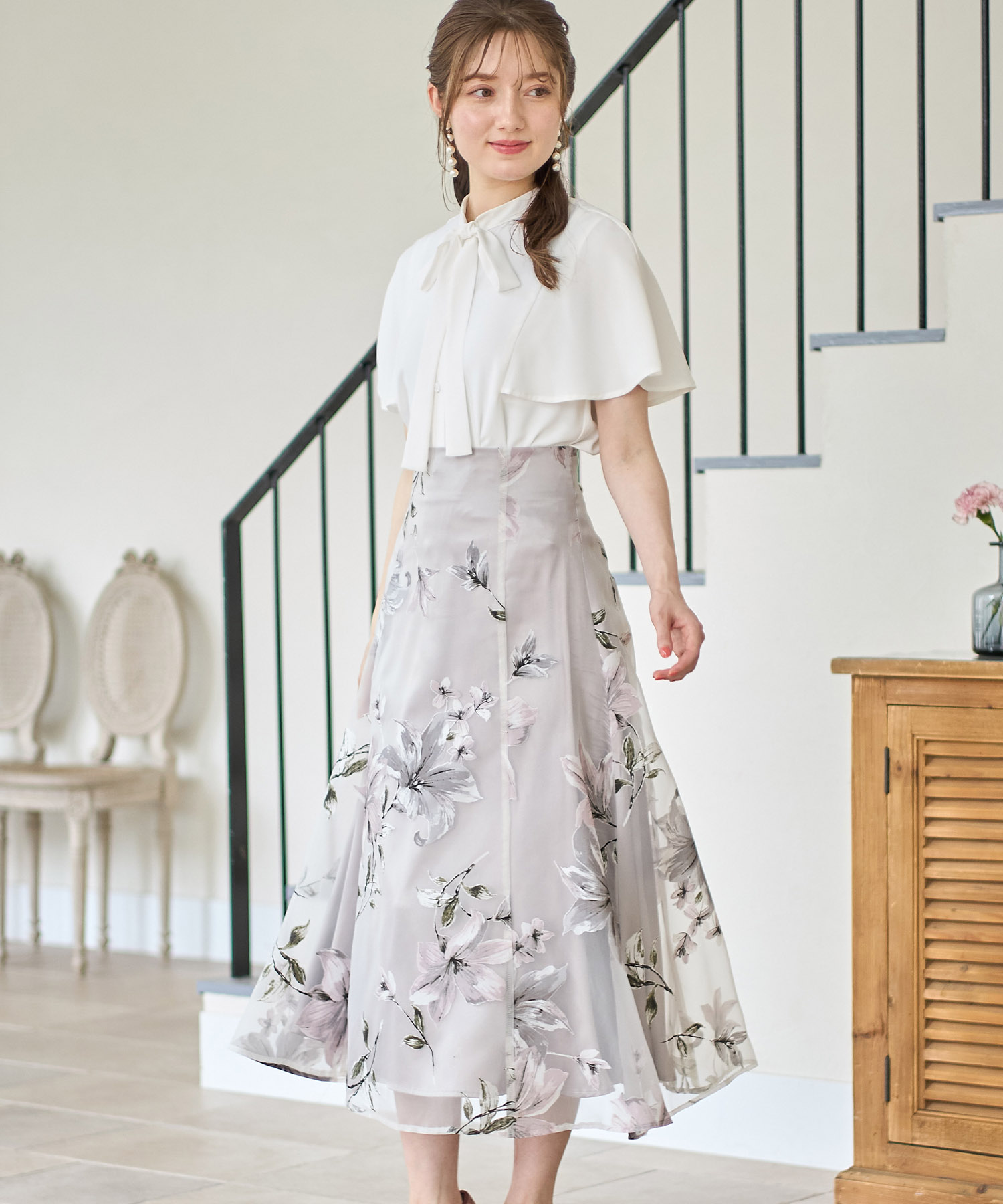 オパールフラワープリントフレアスカート【vicker ヴィッカー】 tocco closet(トッコクローゼット)