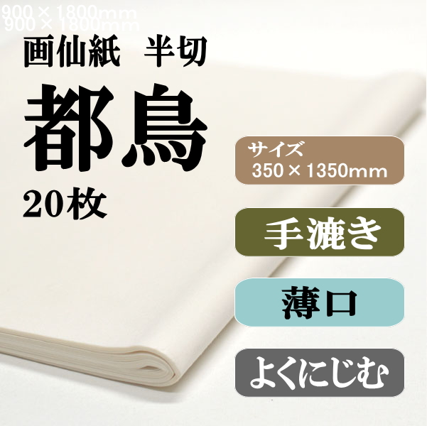 手漉き画仙紙　半切　都鳥　2０枚