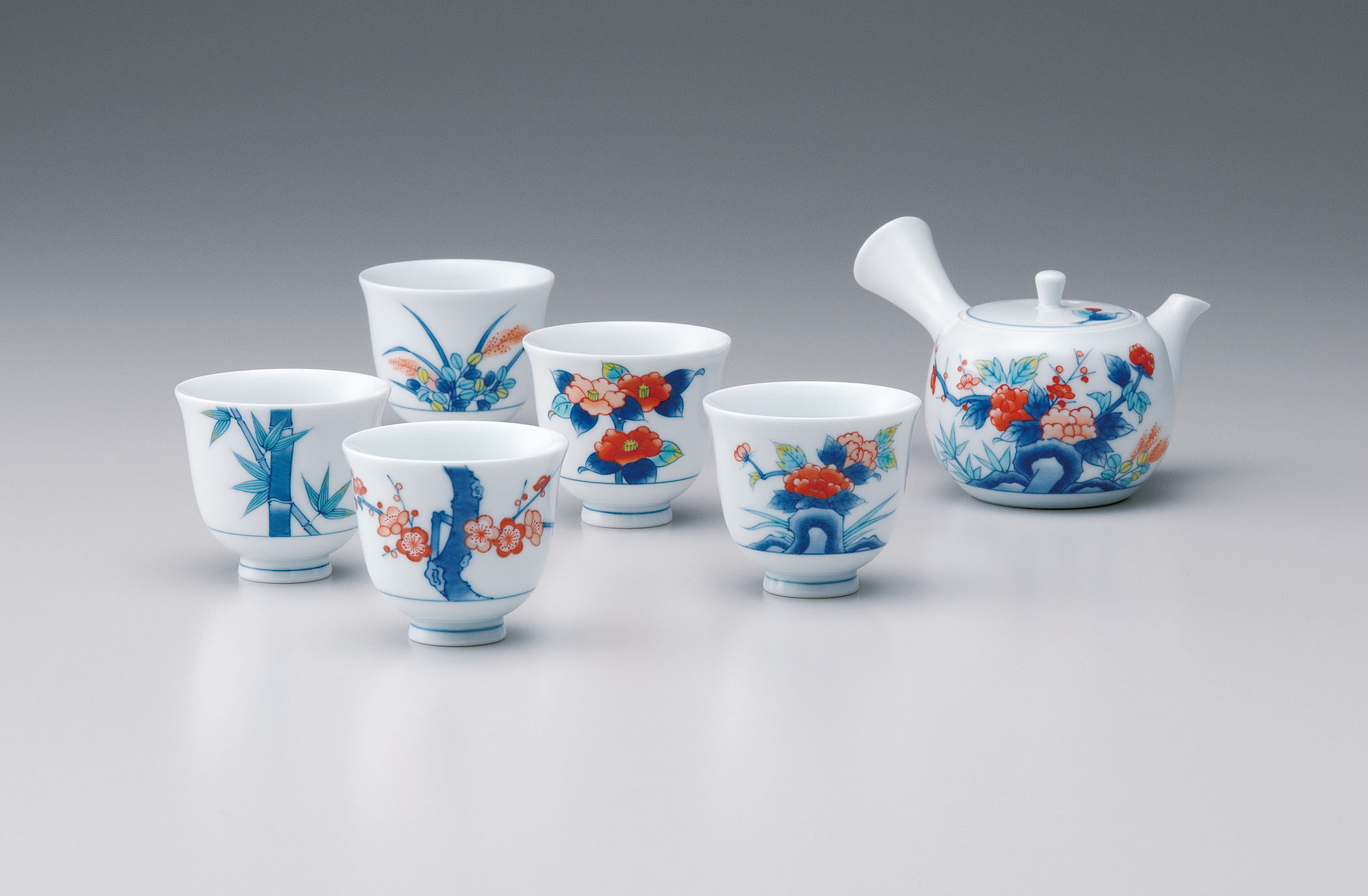 反煎茶器揃い－五種絵変り－小