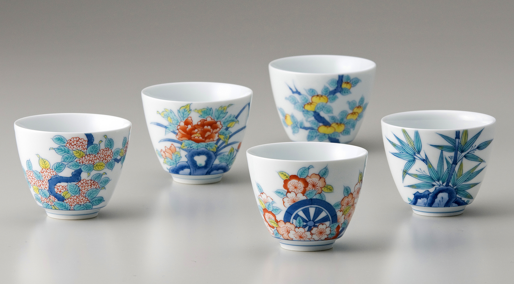 煎茶器－鍋島五種絵変り