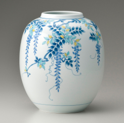提灯花瓶－色絵藤（青）