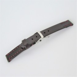 【限定版　ＳＯＭＥＳサドルレザー　と　ミラー仕上げステンレス製・ワンプッシュの　Ｕタイプバックルの　コラボバンド　バーガンディ１８ｍｍ　】　高級感漂い　簡単に装脱着ができ、使い勝手が良い　おしゃれバンド　長寸法サイズも選択可能