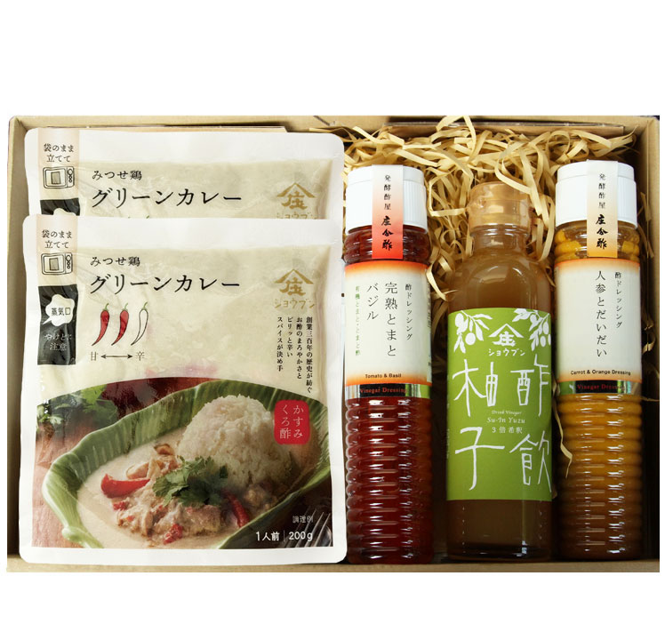 ギフトセット,贈り物,黒酢,カレー,グリーンカレー,庄分酢,ドレッシング,にごり酢,かすみくろ酢,お酢,酢屋,発酵酢屋