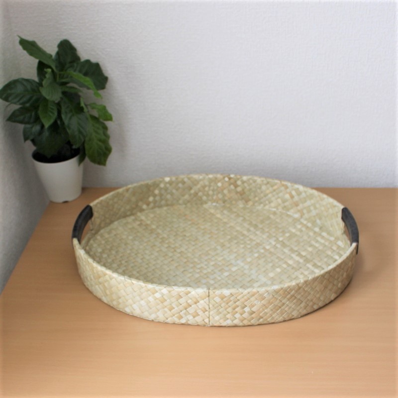 パンダン製持ち手付オーバルトレー