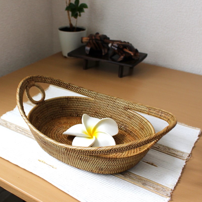 アタ製持ち手付オーバルトレー