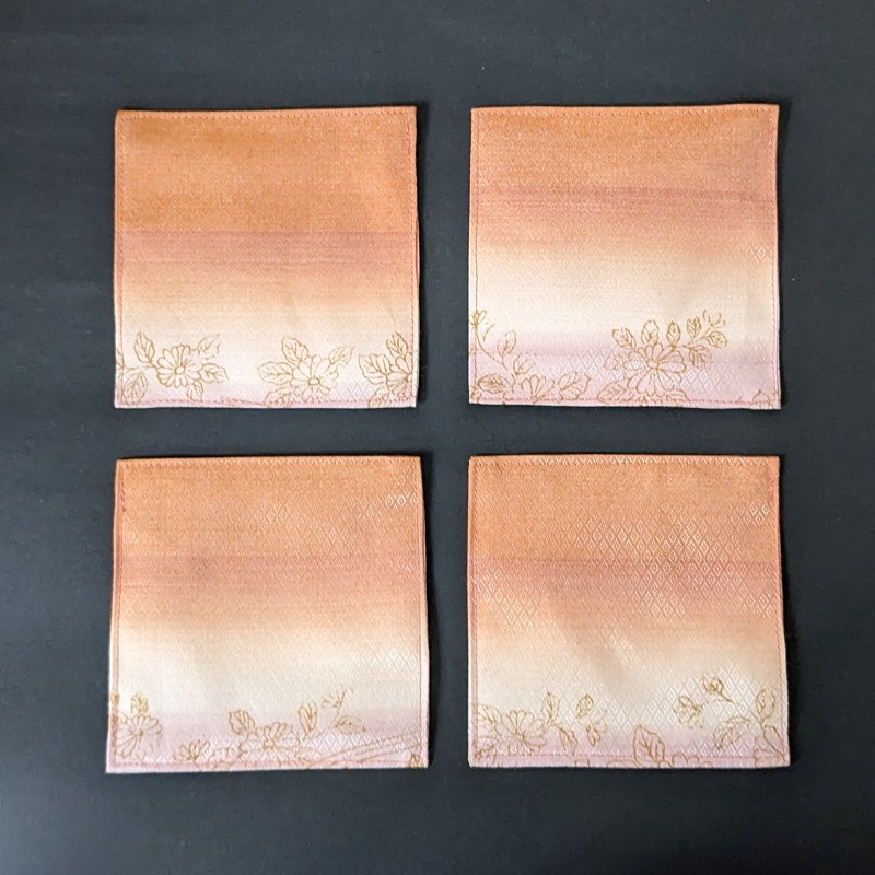 和柄の布製コースター（4枚組）
