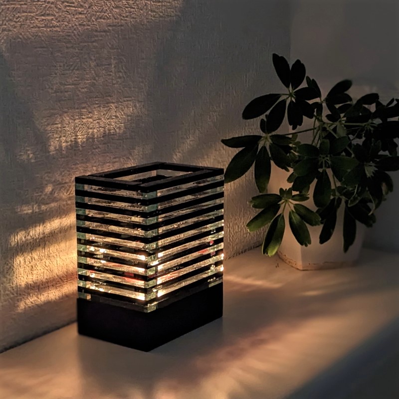 バリガラスとウッドのキャンドルホルダー