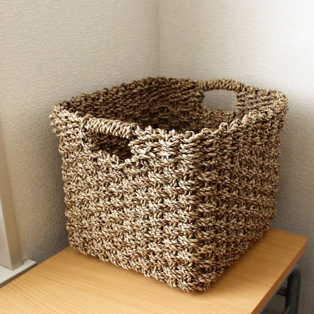 シーグラスのスクエアバスケット