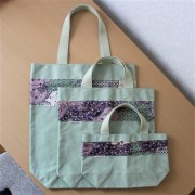 バティックをあしらったトートバッグ（D)