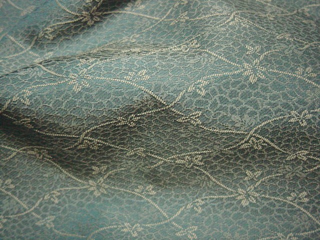 和柄 生地 貴船 緞子 縹地に花網目緞子 10cm単位 切り売り