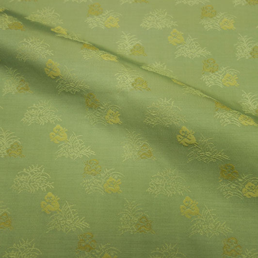 和柄 生地 貴船 緞子 花うさぎ緞子 (千草色) 10cm単位 切り売り