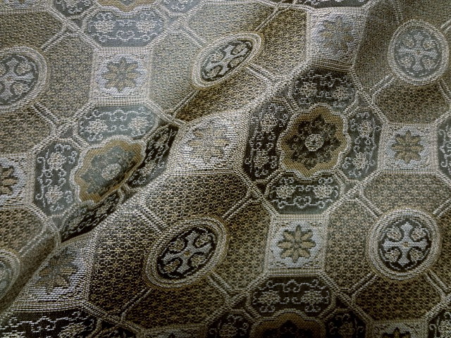 和柄 生地 貴船 緞子 花つなぎ蜀江錦 10cm単位 切り売り