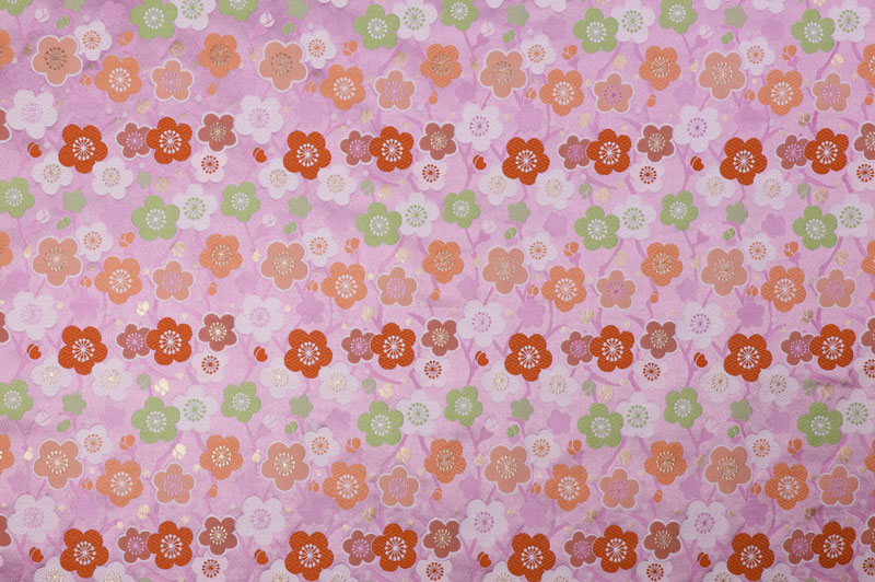 金襴生地 京都 西陣織 梅文(紅藤/唐紅) 