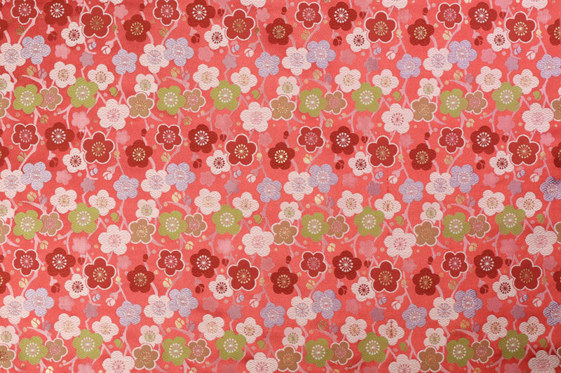 金襴生地 京都 西陣織 梅文(紅藤/唐紅) 