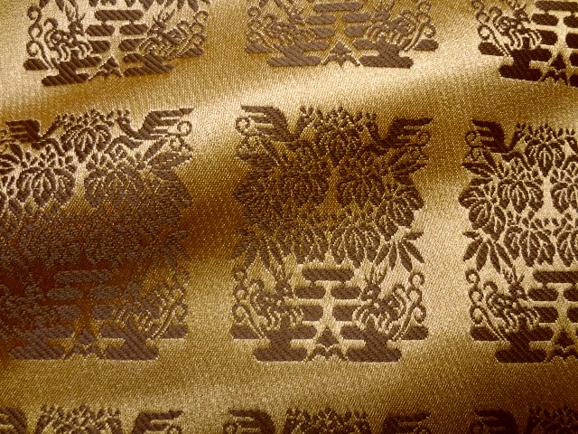 和柄 生地 京都 西陣織 金襴生地 黄櫨染・大 10cm単位 切り売り