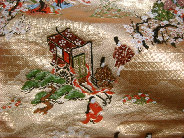 和柄 生地 京都 西陣織 金襴生地 源氏絵巻 (巻の一) 10cm単位 切り売り