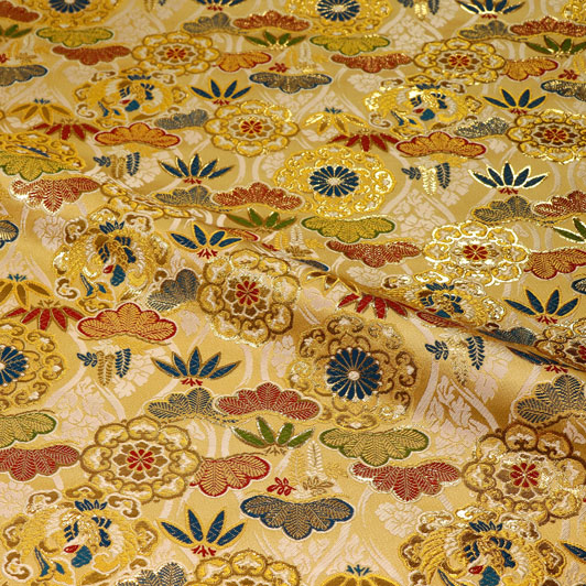 和柄 生地 京都 西陣織 金襴生地 立涌松竹鳳凰文 10cm単位 切り売り