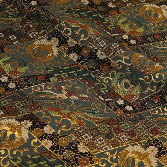 和柄 生地 金襴生地 京都西陣織 裂取り鳳凰 10cm単位 切り売り