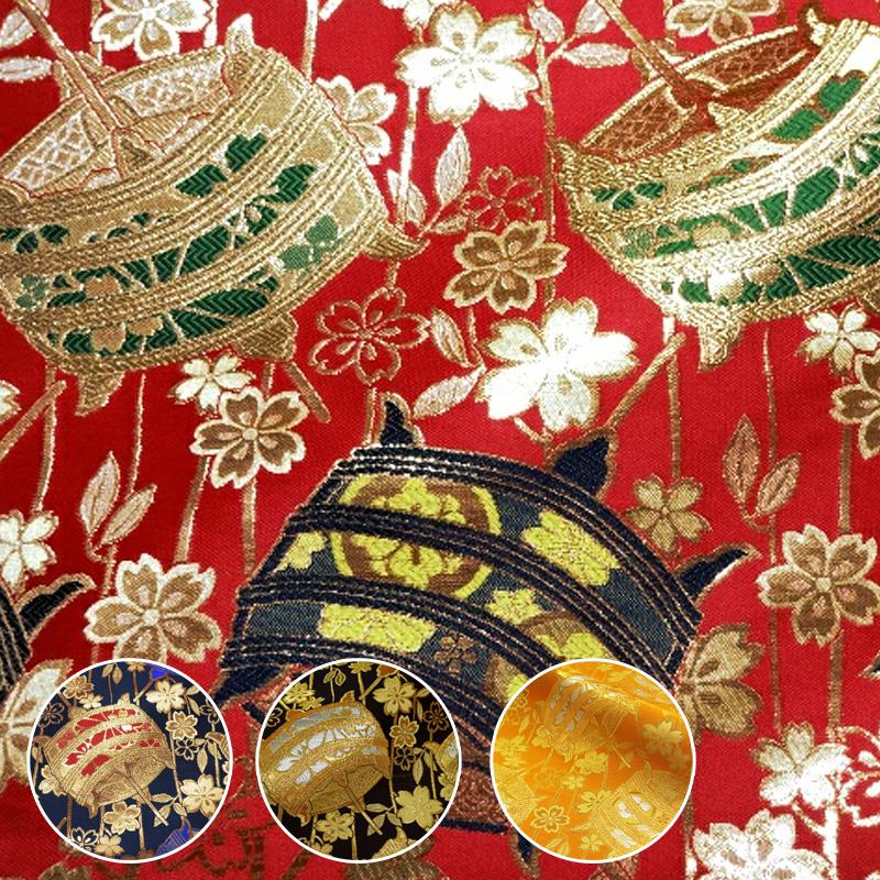 和柄 生地 京都 西陣織 金襴生地 糸巻文 (全4色) 10cm単位 切り売り