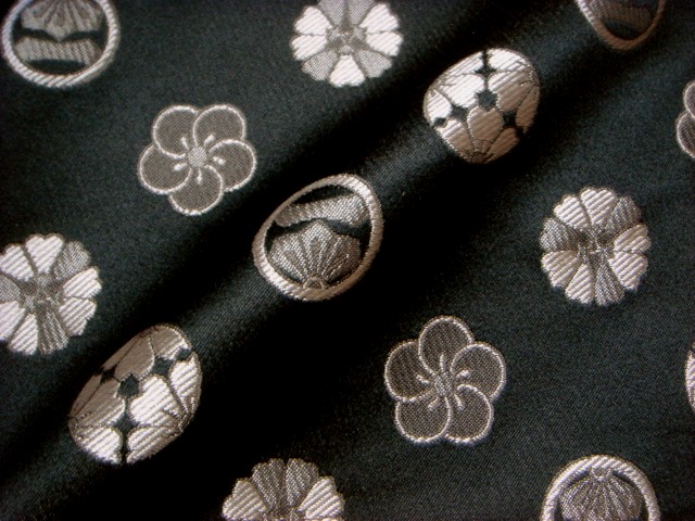 和柄 生地 京都 西陣織 金襴生地 紋 (黒) 10cm単位 切り売り