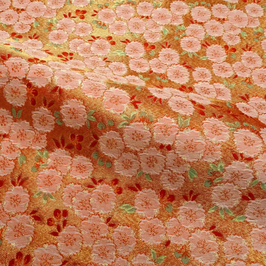 和柄 生地 京都 西陣織 金襴生地 牡丹桜 10cm単位 切り売り