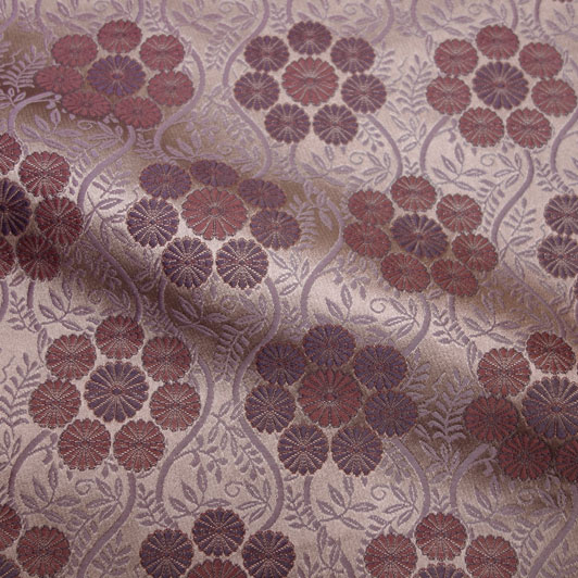 和柄 生地 京都 西陣織 金襴生地 立涌地菊丸華文 (藤) 10cm単位 切り売り