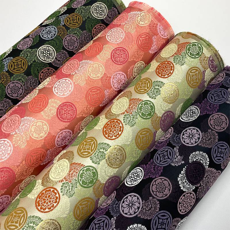 未使用 筑紫袋 粋 空色鼠地金通し吉祥文様独鈷柄 素敵な正絹単衣名古屋帯 金襴生地販売 吉祥丸紋柄 和柄生地通販なら都香庵