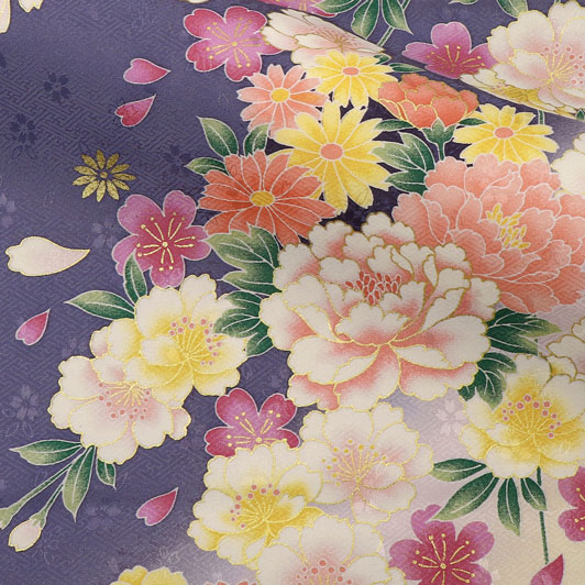 未着用 華の舞 金彩 友禅 牡丹 菊花 七宝 黒留袖 着物 122a p